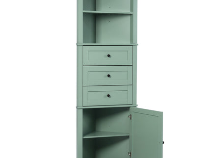 Tall Storage Cabinet With 3 Drawers And Adjustable Shelves For Bathroom