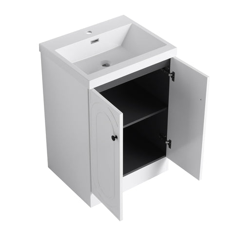 Contemporary Freestanding Bathroom Vanity With Resin Sink & Soft-Close Cabinet Doors