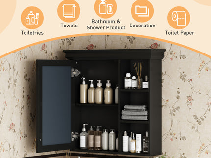 Wall Mounted Bathroom Medicine Cabinet With Mirror And Adjustable Storage With Soft Close Hinges