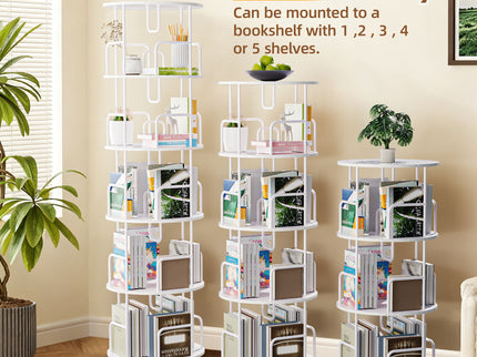 Rotating Bookshelf Tower 5 Tier Spinning 360 Degree Revolving Storage Shelf