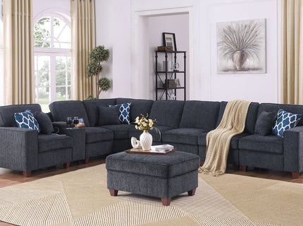 Lily - Sectional Sofa With Ottoman - Black