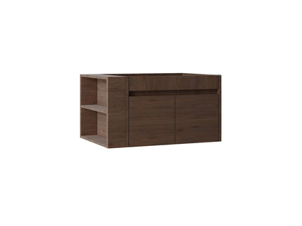 Floating Bathroom Vanity Cabinet, Soft Close Double Drawers, Open Side Storage, Wall Mounted, Cabinet Only