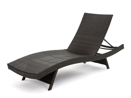 Mysticism Outdoor Chaise Lounge With Adjustable Backrest And Foldable Legs - Brown Multi