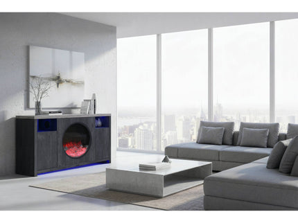 Nancy - Entertainment Unit With Bluetooth Speaker And LED Lighting - Gray