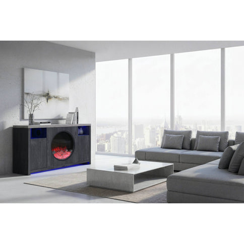 Nancy - Entertainment Unit With Bluetooth Speaker And LED Lighting - Gray