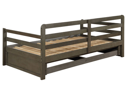 Twin Long 2 Drawer Daybed With Extendable Trundle, Storage Drawers, Fits Standard Mattress - Gray