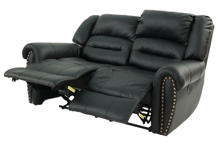 Plush Relax Power Reclining Loveseat 2 Seat Couch With USB Charging Armrest Cushion Living Room Furniture - Black