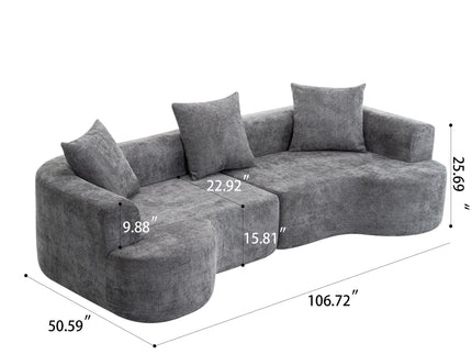 Modern Style Ultra Smooth Curved Sofa With 3 Pillows