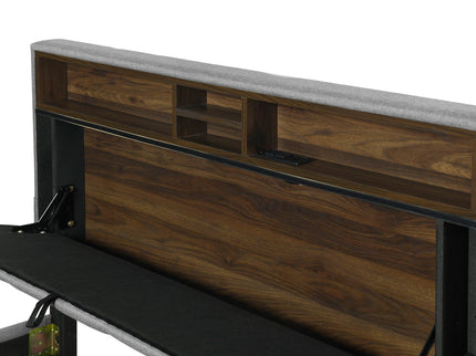 Upholstered Platform Bed With Storage Headboard, Trundle & 2 Drawers And A Set Of Sockets & USB Ports