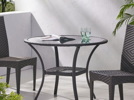 Bistro Table With Iron Frame And Glass Top - Gray