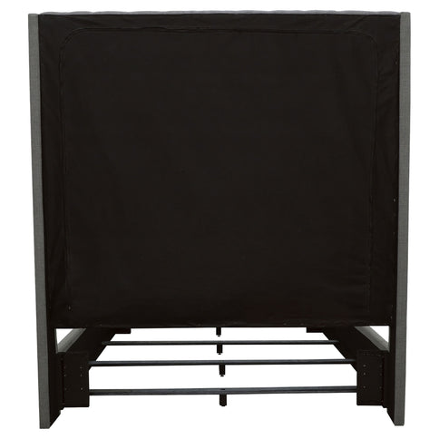 California King Upholstered Panel Bed With Tufted Headboard - Gray