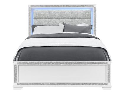 Soulmarie - Bed With LED Lighting And Padded Headboard