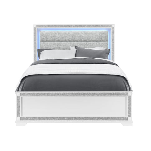 Soulmarie - Bed With LED Lighting And Padded Headboard