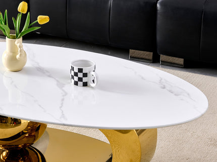 Oval Coffee Table With Geometric Precision