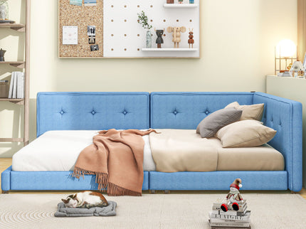 Modern Upholstered Platform Bed With USB Ports And LED Belt