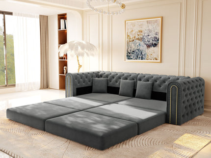 3-In-1 Convertible Sleeper Sofa With Movable Ottoman For Living Room