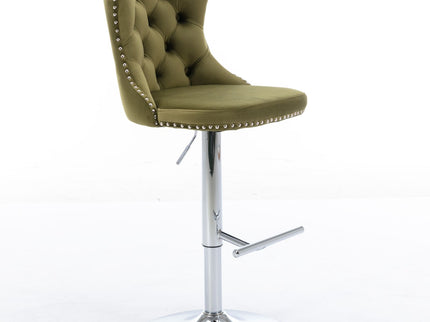 Swivel Barstools Adjusatble Seat Height From 25-33", Modern Upholstered Base Bar Stools With Backs Comfortable Tufted For Home Pub And Kitchen Island (Set of 2)
