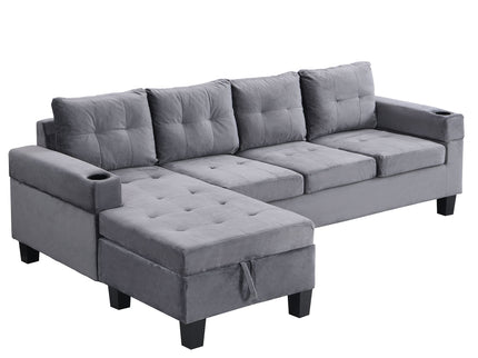 Modern Sectional Sofa Set With L Shape Chaise Lounge And Storage