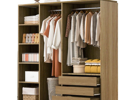 Doorless Storage Wardrobe For Dedroom With Shelves And 3 Drawers