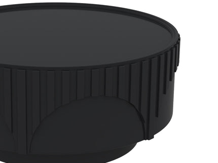Round Fluted Drum Coffee Table With Sturdy Base For Living Room