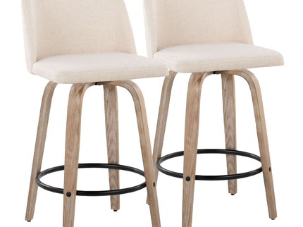 Toriano - Contemporary Fixed-Height Counter Stool & Swivel With Round Footrest (Set of 2)