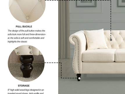 Chesterfield Sofa With Rolled Arms And Nailhead Trim
