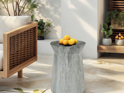 Round Outdoor End Table - Marble
