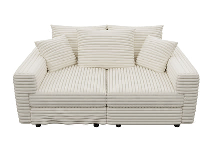 Deep Seat Convertible Sofa With Soft Pillows And Ottomans