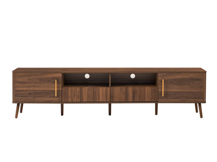 TV Stand For TVs Up To 85" With Soft-Close Doors, Open Shelf, Cable Management - Walnut