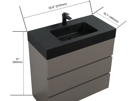 Alice - Bathroom Vanity With Sink, Large Storage Freestanding Bathroom Vanity For Modern Bathroom, One-Piece Sink Basin Without Drain And Faucet