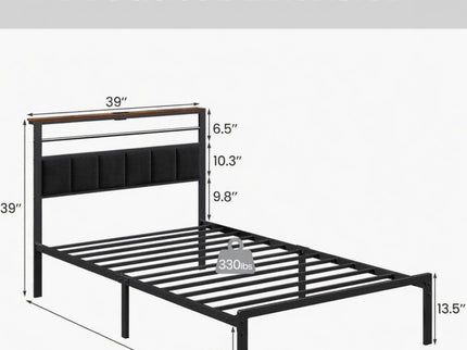 Platform Bed Frame With Charging Station & Headboard Storage