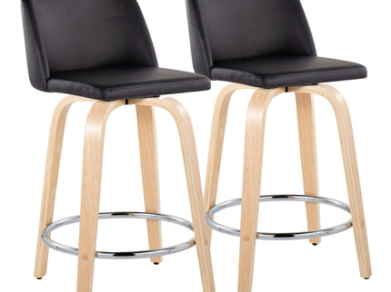 Toriano - Contemporary Fixed Height Counter Stool & Swivel And Round Footrest (Set of 2)