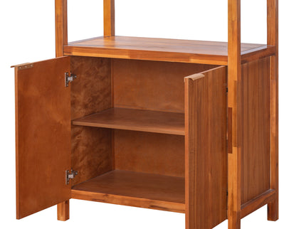 Modern Tall Storage Bookcase Cabinet With 2 Open Shelves & Double Doors