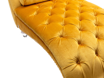 Chaise Lounge Indoor, Button Tufted Upholstered Chaise Lounge Chair With Pillow