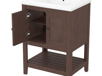 Modern Bathroom Vanity With Sink And Open Shelf