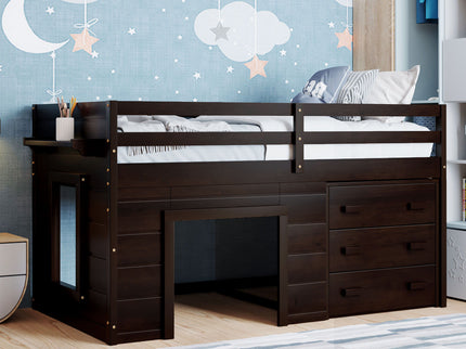 Loft Bed With Cabinet And Shelf