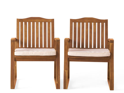 Della - Wood Armchair (Set of 2) Outdoor Dining Chairs - Cream