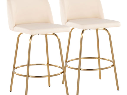 Toriano - Contemporary, Fixed Height Counter Stool With Swivel With Round Footrest (Set of 2)