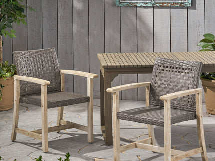 Outdoor Dining Chair Acacia Wood Frame (Set of 2)