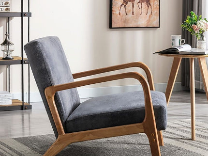 Classic Mid-Century Modern Accent Chairs, Open Framed Armchair With Cushioning