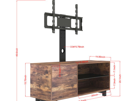 Rustic Brown TV Console With Push-To-Open Storage Cabinet For TV, Wood & Glass TV Stand For Living Room Bedroom - Rustic Brown
