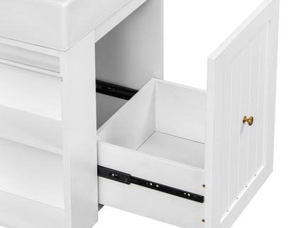 Modern Bathroom Vanity With Sink, Storage Cabinet, Drawer & Side Shelf