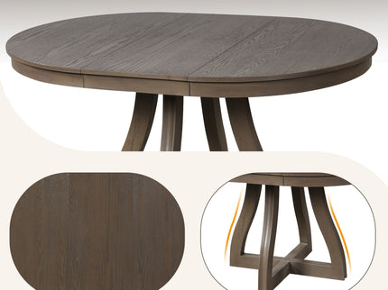 Round Extendable Dining Tabl, Middle Leaf, Curved Legs