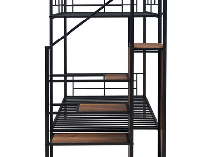 Bunk Bed With Lateral Storage Ladder And Wardrobe