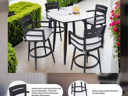 Outdoor Swivel Bar Chairs, 360 Degree Rotation, Ergonomic Backrest (Set of 2)