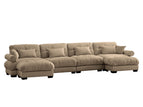Light Brown / 3 Pc. 4 Seater Sectional, 2 Ottomans