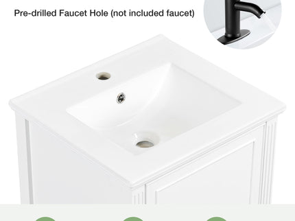 Freestanding Bathroom Vanity With Sink, Soft Closing Door, Drawer Storage - White