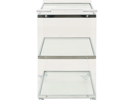 Elegant Acrylic Bar Cart With Tempered Glass Shelves And Rattan Metal Frame - Clear