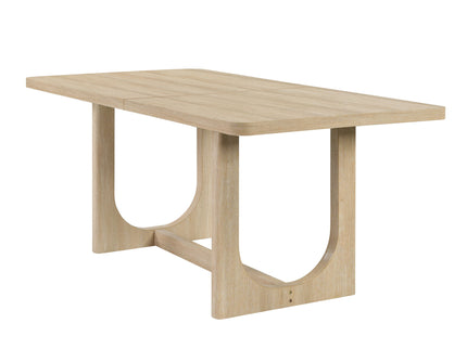7 Piece Dining Table Set For 6, Rectangular Table & 6 Upholstered Chairs, Sturdy U - Shaped Base For Dining Room - Light Oak