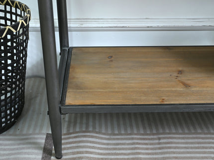 Accent Storage Console Table With Open Shelf And 3 Drawers For Living Room - Natural Wood / Brown